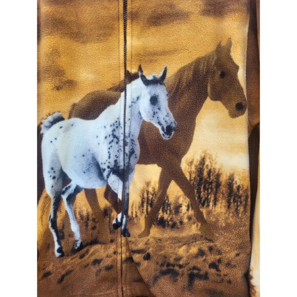 Trail Crest Sunset Outdoors Horses Adult Fleece Zip Front Sweatshirt Jacket XL - Picture 2 of 4